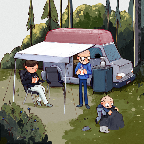 Illustration Camping in Schweden