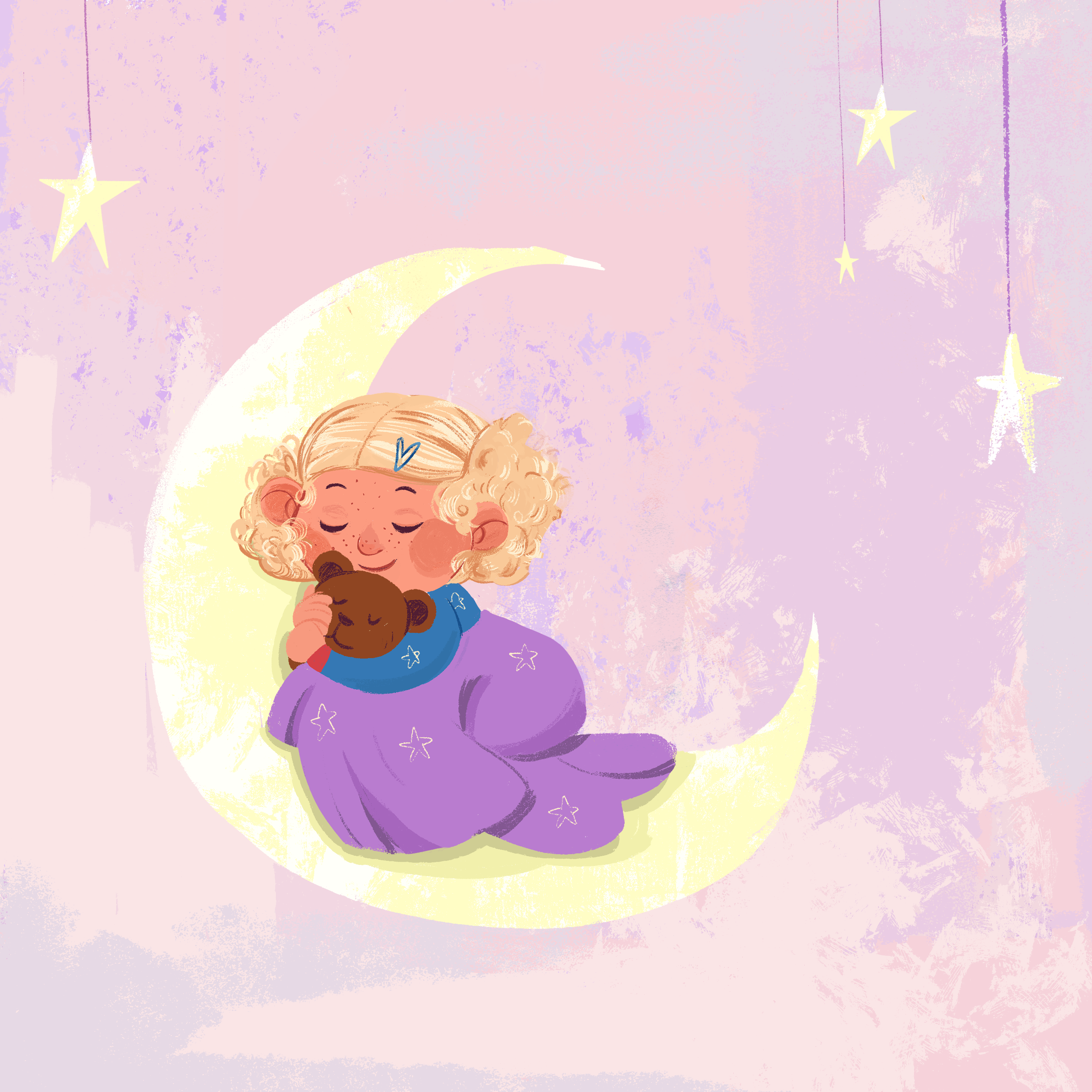 Kinderbuchillustration schlafendes Mädchen
