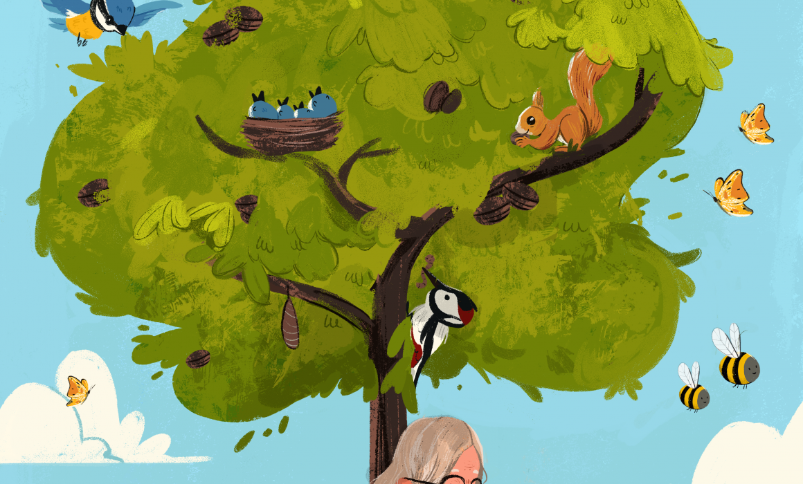 Bilderbuchillustration Nussbaum